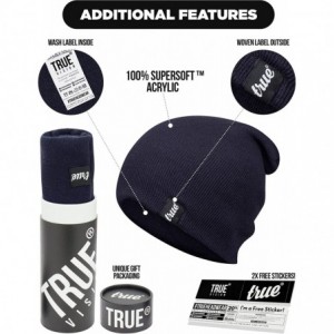 Skullies & Beanies Mens Beanie Hat Slouch or Traditional Style One Size Knitted Unisex - Navy Blue - CG183O4MZTZ $19.96