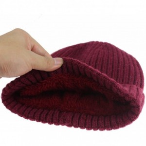 Skullies & Beanies Winter Hats for Men Wool Knit Slouchy Beanie Hats Warm Baggy Skull Cap - Style01 Wine Red - CF184RNUHDM $2...