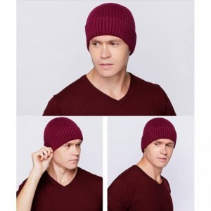 Skullies & Beanies Winter Hats for Men Wool Knit Slouchy Beanie Hats Warm Baggy Skull Cap - Style01 Wine Red - CF184RNUHDM $8.79