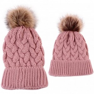 Headbands Family Matching Warm Hat for Women Kids Baby Keep Hats Knitted Wool Hemming - ❤pink❤ - CT18ILHCCKD $6.99