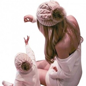 Headbands Family Matching Warm Hat for Women Kids Baby Keep Hats Knitted Wool Hemming - ❤pink❤ - CT18ILHCCKD $6.99