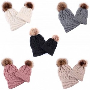 Headbands Family Matching Warm Hat for Women Kids Baby Keep Hats Knitted Wool Hemming - ❤pink❤ - CT18ILHCCKD $6.99