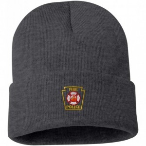 Skullies & Beanies Fire Police Outline Custom Personalized Embroidery Embroidered Beanie - Gray - CX12NEP3TNP $29.30