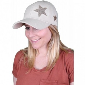 Baseball Caps Women's Baseball Cap C.C Soft Cotton Heart Glitter Star Adjustable Hat - Star/Beige - CM17Z2XH05R $13.47