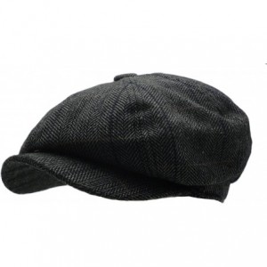 Skullies & Beanies Men's Wool Blend Applejack Houndstooth Plaid Ivy Newsboy Hat - Gray - CI185YEO0X9 $20.31