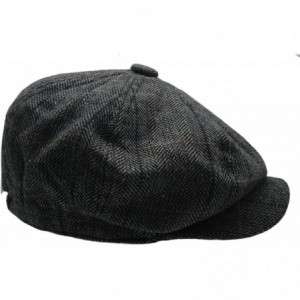 Skullies & Beanies Men's Wool Blend Applejack Houndstooth Plaid Ivy Newsboy Hat - Gray - CI185YEO0X9 $11.64