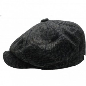 Skullies & Beanies Men's Wool Blend Applejack Houndstooth Plaid Ivy Newsboy Hat - Gray - CI185YEO0X9 $11.64