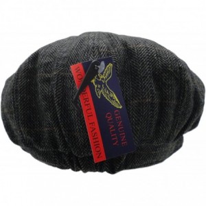 Skullies & Beanies Men's Wool Blend Applejack Houndstooth Plaid Ivy Newsboy Hat - Gray - CI185YEO0X9 $20.31