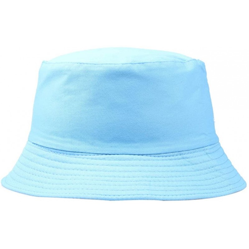 Bucket Hats Solid Color Fisherman Hat-Folding Sun Hat Outdoor Beach Travel Men Women Bucket Cap - Sky Blue - CD194OUNRI0 $7.69