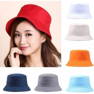 Bucket Hats Solid Color Fisherman Hat-Folding Sun Hat Outdoor Beach Travel Men Women Bucket Cap - Sky Blue - CD194OUNRI0 $7.69