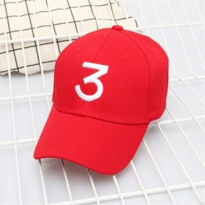 Baseball Caps Chance Baseball Caps Rapper Number 3 Caps Adjustable Strap Cotton Sunbonnet Plain Hat - Red - C3188HMOCNN $11.57