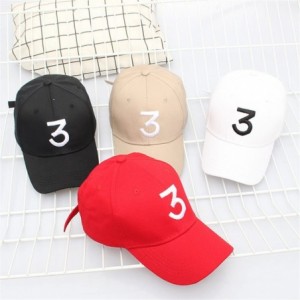 Baseball Caps Chance Baseball Caps Rapper Number 3 Caps Adjustable Strap Cotton Sunbonnet Plain Hat - Red - C3188HMOCNN $11.57