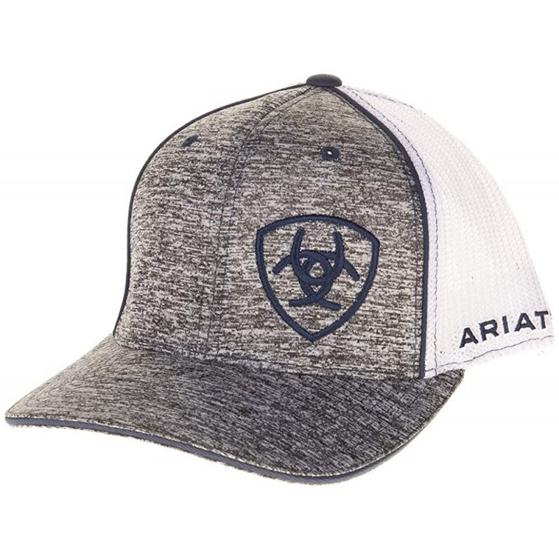 Baseball Caps Embroidered Shield Flexfit Cap - Heather/Navy - CA18LZRKYYN $37.08