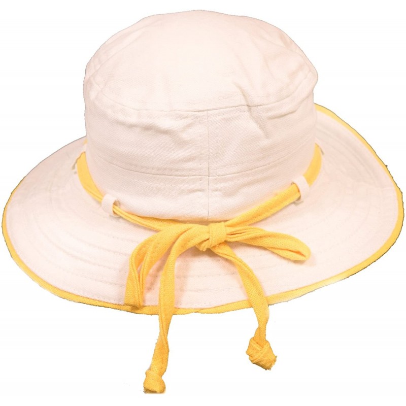 Sun Hats Ladies Casual White Hat with Belt Loops and Color Tie UPF 50+ - Yellow - CR12NS62JWT $16.83
