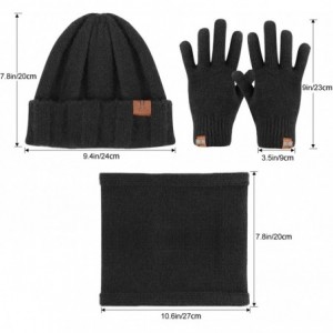 Skullies & Beanies Winter Thick Beanie Hat Scarf Touch Screen Gloves Set Fit for Men Women - B - Brown - C3192K6DSGN $11.79