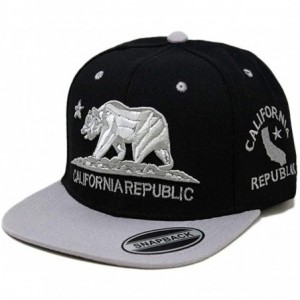 Baseball Caps California Republic Bear Logo Snapbacks Flat Brim Adjustable Snapback Hat Cap - Black Gray 01 - CF196XH2A3K $19.40