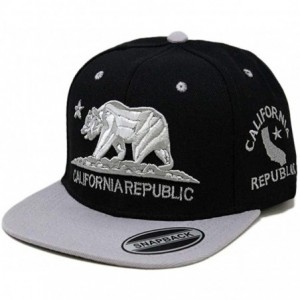 Baseball Caps California Republic Bear Logo Snapbacks Flat Brim Adjustable Snapback Hat Cap - Black Gray 01 - CF196XH2A3K $10.58