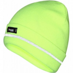 Skullies & Beanies Mens Pro Climate Genuine Thinsulate Knitted Beanie Hat Plain- Hi Vis Yellow or Marl - Hi Vis Yellow - CB18...