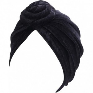 Skullies & Beanies Women Turban African Knot Pattern Headwrap Chemo Beanie Pre-Tied Bonnet Cap Headwear Hair Loss Hat - Black...