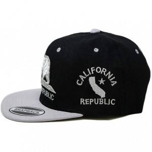 Baseball Caps California Republic Bear Logo Snapbacks Flat Brim Adjustable Snapback Hat Cap - Black Gray 01 - CF196XH2A3K $10.58