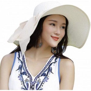 Sun Hats Womens Big Bowknot Straw Hat Foldable Roll up Sun Hat Beach Cap UPF 50+ Protection Sun Hats 041 - Purple-a - CS18T2W...