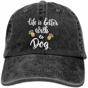 Skullies & Beanies Life is Better with A Dog Vintage Sun Hats Travel Sunscreen Baseball Caps for Men Women - Black - C218OA8H...