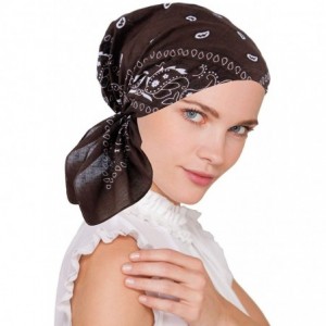 Skullies & Beanies Paisley Bandana Scarf Pre Tied Cotton Chemo Hat Beanie Turban Headwear for Cancer - 11- Brown - CN12JDC5OX...