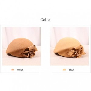 Berets Womens Beret French Beret Retro Large Flower Hat Beanie Cap for Ladies - Camel - C618L7LQE4O $18.19