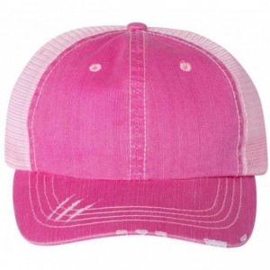 Baseball Caps Mega Cap 6990 - Herringbone Unstructured Trucker Cap - Fuchsia/ Pink - CT18HWSE9MT $8.54