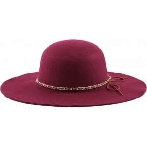 Bucket Hats Women`s Floppy Wide Brim Hat with Chain Decoration - Burgundy - CU126SZSN7T $14.86