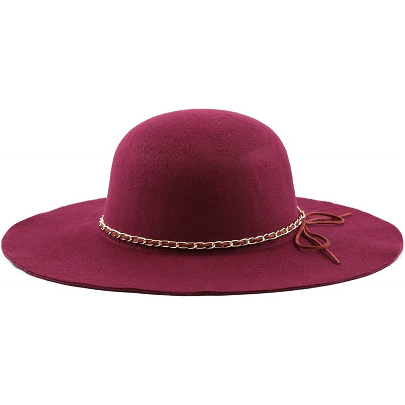 Bucket Hats Women`s Floppy Wide Brim Hat with Chain Decoration - Burgundy - CU126SZSN7T $14.86