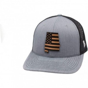 Baseball Caps 'Alabama Patriot' Leather Patch Hat Curved Trucker - Heather Grey/Black - CQ18IGQA43I $49.15