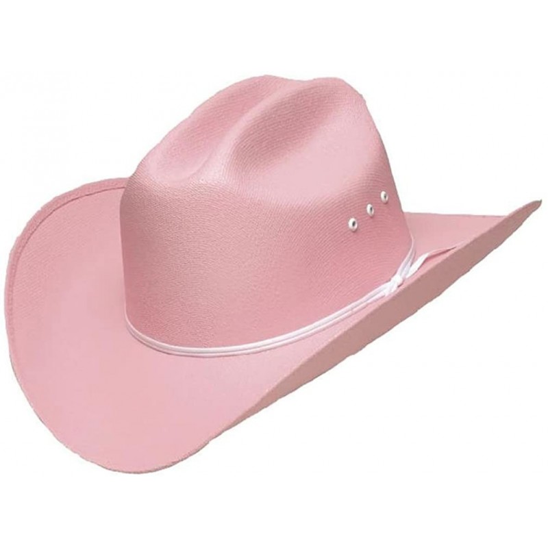 Cowboy Hats Kids Pink Cattleman Straw Hat with White Band - CO11N7C4Z2J $58.37