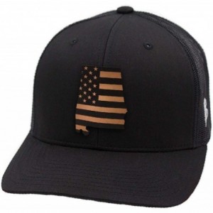 Baseball Caps 'Alabama Patriot' Leather Patch Hat Curved Trucker - Heather Grey/Black - CQ18IGQA43I $28.45