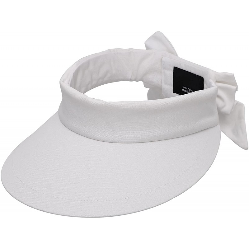 Sun Hats Women's SPF 50+ UV Protection Wide Brim Beach Sun Visor Hat - White - CZ12J70S2NH $14.50