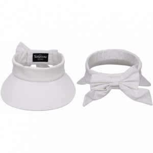 Sun Hats Women's SPF 50+ UV Protection Wide Brim Beach Sun Visor Hat - White - CZ12J70S2NH $14.50