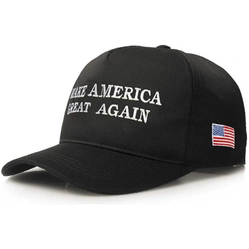 Skullies & Beanies Keep America Great Hat Donald Trump President 2020 Slogan with USA Flag Cap Adjustable Baseball Cap - Blac...