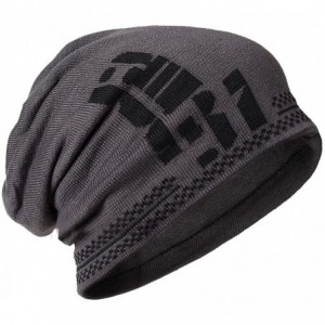 Skullies & Beanies Cool Men Roll Knit Beanie Rectangular Winter Skullcap Top Hat - B735-gy - CQ18IT48C63 $14.01