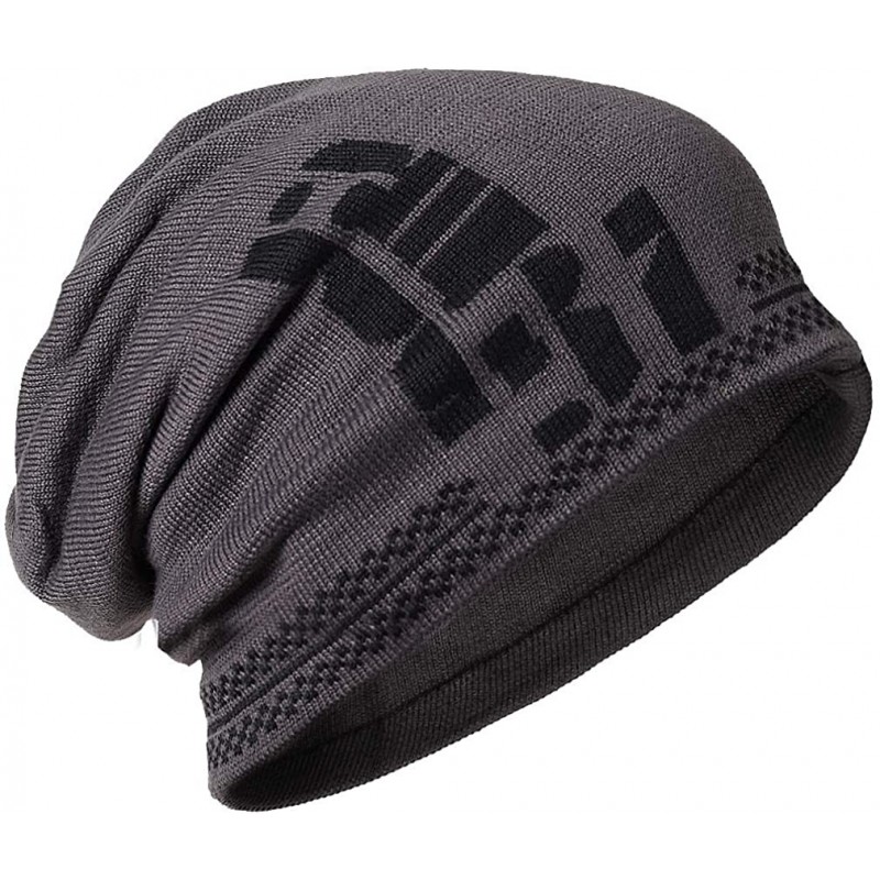 Skullies & Beanies Cool Men Roll Knit Beanie Rectangular Winter Skullcap Top Hat - B735-gy - CQ18IT48C63 $28.40