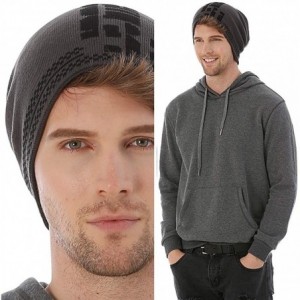 Skullies & Beanies Cool Men Roll Knit Beanie Rectangular Winter Skullcap Top Hat - B735-gy - CQ18IT48C63 $14.01