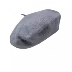 Berets French Casual Classic Solid Women Wool Beret Hat - Heather Grey - CX18LDHK0XW $10.56