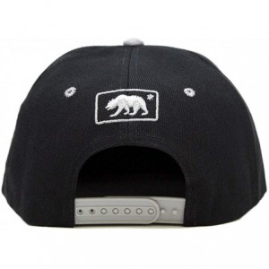 Baseball Caps California Republic Bear Logo Snapbacks Flat Brim Adjustable Snapback Hat Cap - Black Gray 01 - CF196XH2A3K $10.58