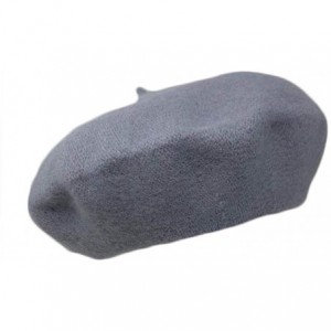Berets French Casual Classic Solid Women Wool Beret Hat - Heather Grey - CX18LDHK0XW $10.56