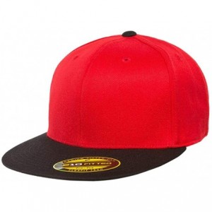 Baseball Caps Premium 210 Flexfit Fitted Flatbill Hat with NoSweat Hat Liner - Red/Black - CA18O94HWOA $26.53