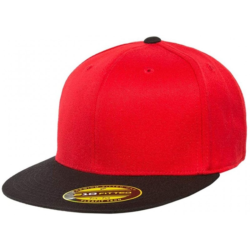 Baseball Caps Premium 210 Flexfit Fitted Flatbill Hat with NoSweat Hat Liner - Red/Black - CA18O94HWOA $15.85