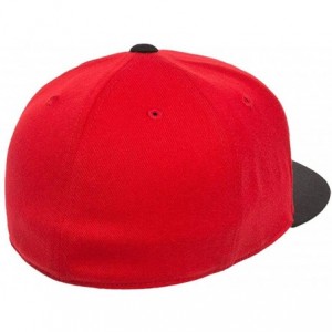 Baseball Caps Premium 210 Flexfit Fitted Flatbill Hat with NoSweat Hat Liner - Red/Black - CA18O94HWOA $15.85