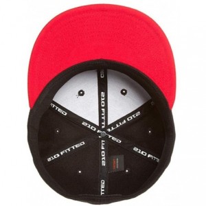 Baseball Caps Premium 210 Flexfit Fitted Flatbill Hat with NoSweat Hat Liner - Red/Black - CA18O94HWOA $15.85