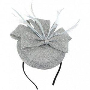 Berets Womens Fascinator Hat Sinamay Pillbox Flower Feather Tea Party Derby Wedding Headwear - A Grey - C818ANZAS5Z $11.96