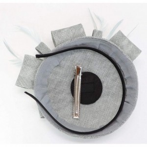 Berets Womens Fascinator Hat Sinamay Pillbox Flower Feather Tea Party Derby Wedding Headwear - A Grey - C818ANZAS5Z $11.96