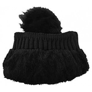 Skullies & Beanies Women's Warm Chunky Cable Knit Soft Faux Fur Pom Pom Shimmer Sequin Sparkle Winter Beanie Bobble Hat - C91...